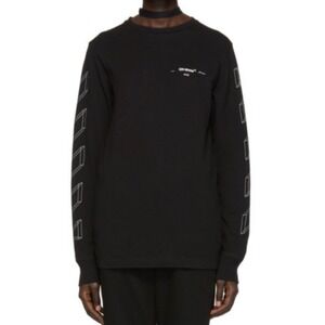 Off-White Women's Black/White FW 2019 Diagonal 3D Long Sleeve T-Shirt Size XL